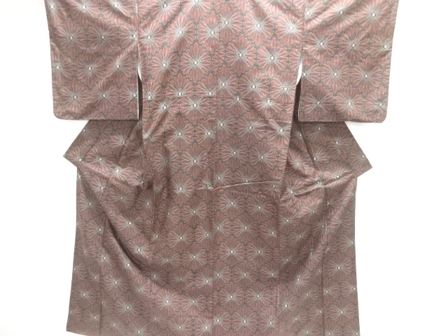 JAPANESE KIMONO / ENSEMEBLE KIMONO / SILK / OSHIMA TSUMUGI / WOVEN FLOWERS